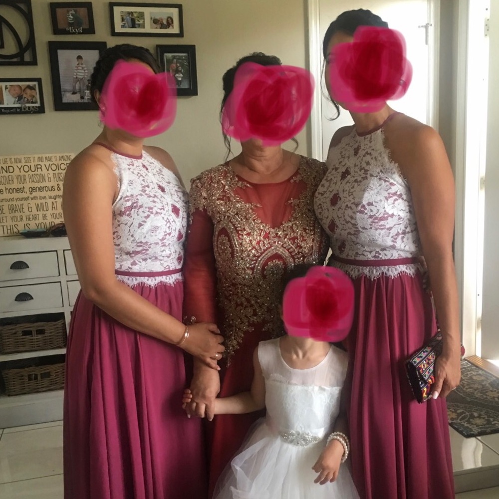 Bridesmaid dress JJ’s house cranberry color
